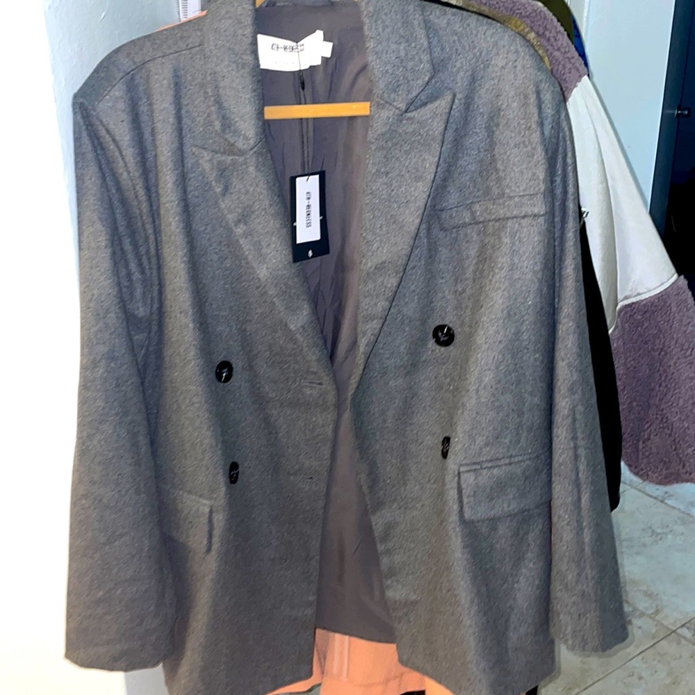 NWT Gray soft pea coat jacket